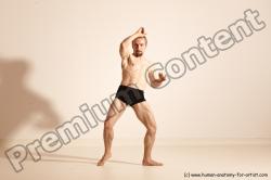 Underwear Martial art Man White Moving poses Slim Short Blond Dynamic poses Academic